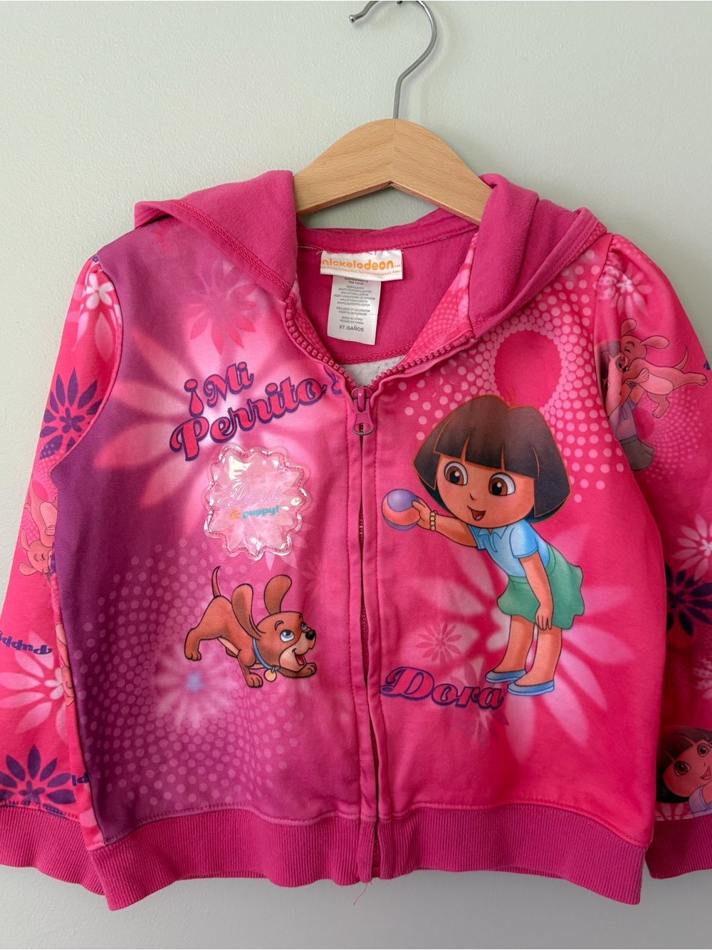 VTG 2010 Nickelodeon Dora Hot Pink Character Zip Hoodie